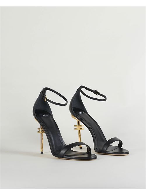 Leather sandals with logo heel Elisabetta Franchi ELISABETTA FRANCHI | Sandals | SA23B41E2110
